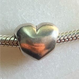 Pandora heart bead, authentic, sterling silver